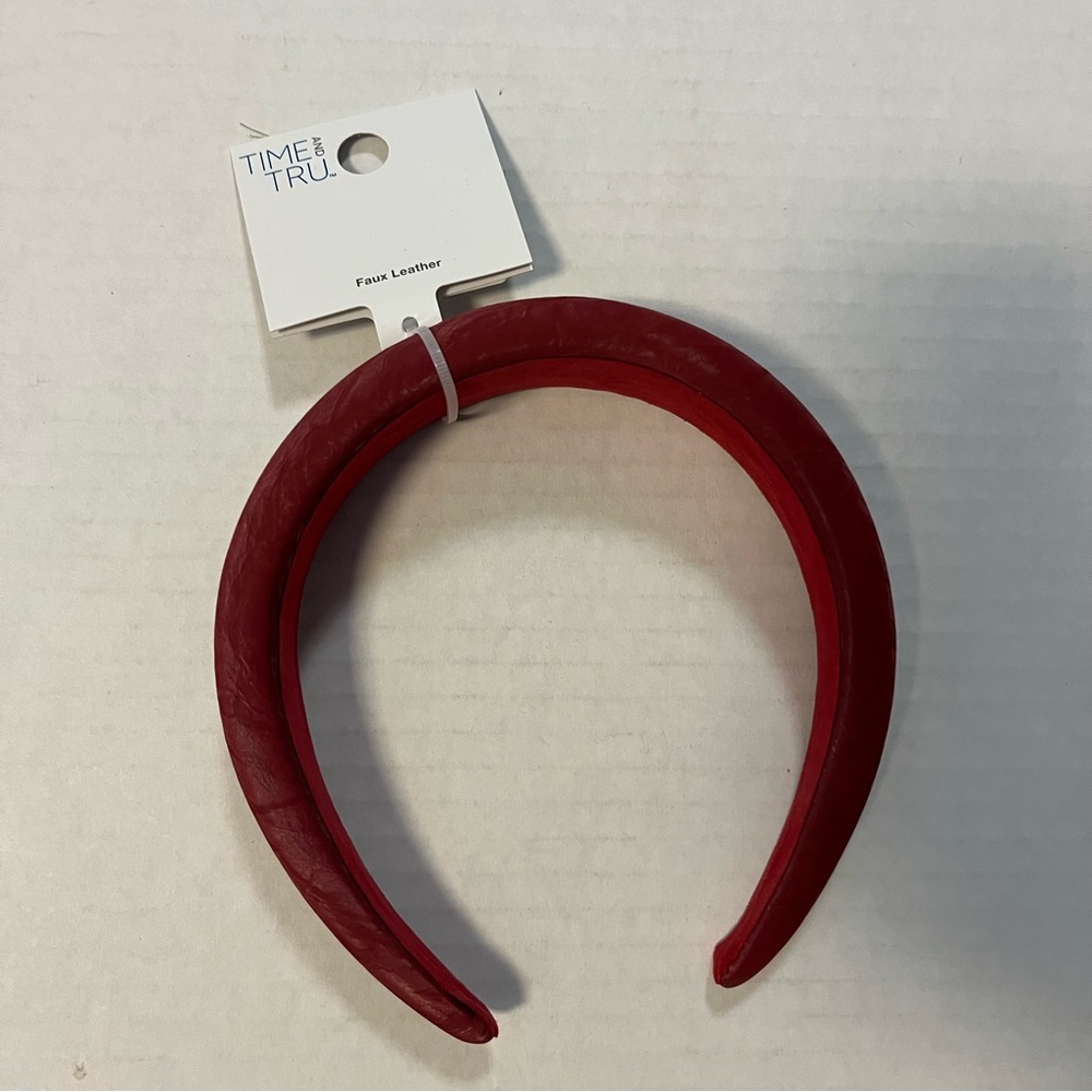 Time and Tru Red Faux Leather Headband NWT